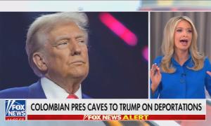 Kayleigh McEnany and an image of President Trump