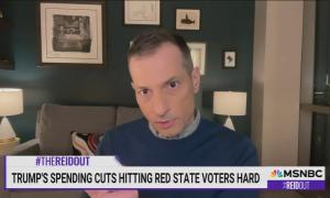 still of Carusone; chyron: Trump's spending cuts hitting red state voters hard