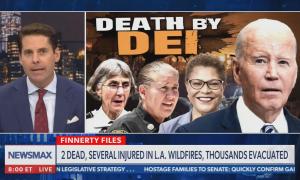 Newsmax graphic saying "Death by DEI"