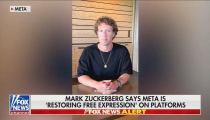 Fox News showing Zuckerberg video on 1/7/25