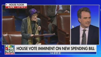 still of Charlie Hurt; footage of House floor; chyron: House vote imminent on new spending bill