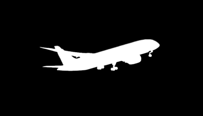 A white plane on a black background