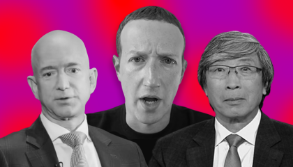 Jeff Bezos, Mark Zuckerberg, and Patrick Soon-Shiong