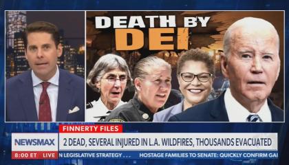 Newsmax graphic saying "Death by DEI"