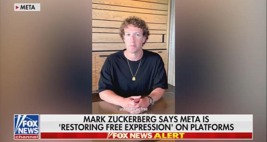 Fox News showing Zuckerberg video on 1/7/25